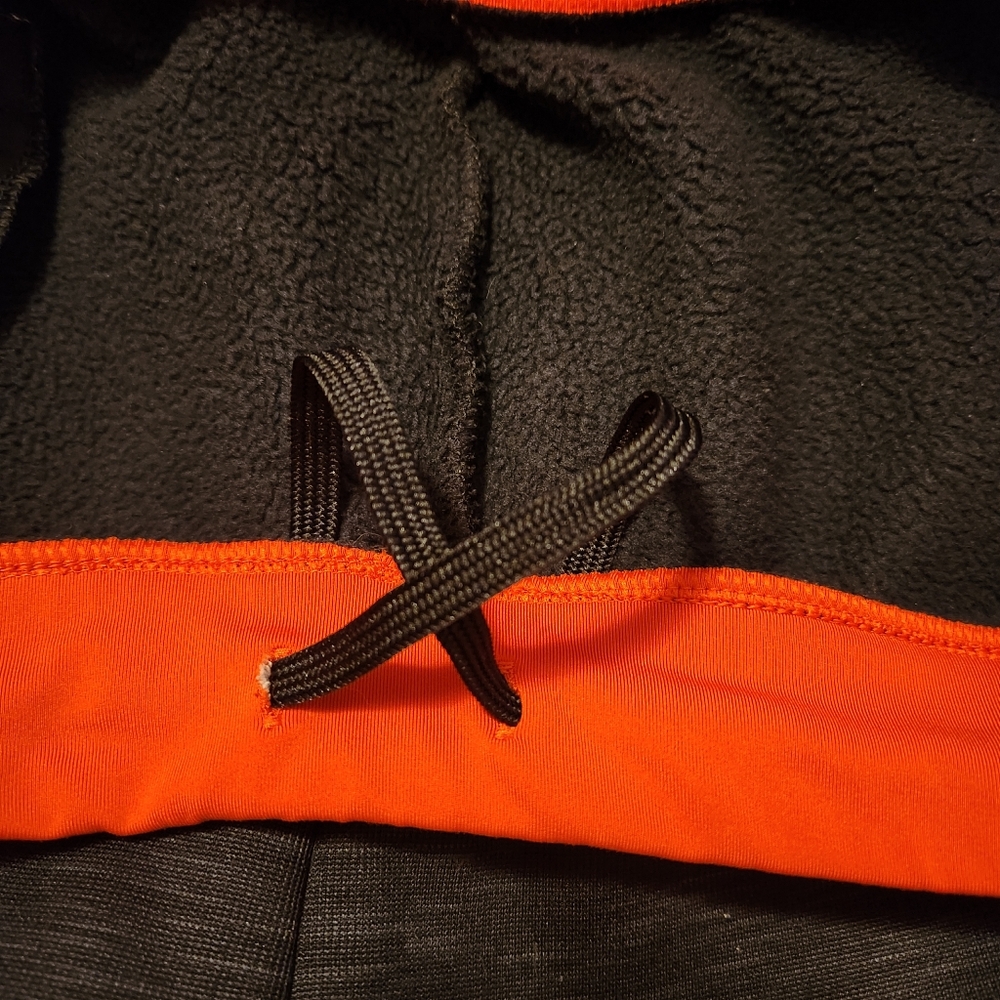 Adidas Climaheat Fleece Lined Running Leggings Tights Charcoal Gray Orange M - Picture 7 of 7